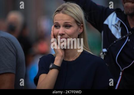 ©Laurent Lairys/MAXPPP - Marion Rousse durante i Campionati mondiali di strada UCI 2021, Men Elite Road Race, il 26 settembre 2021, Anvers-Louvain, 268,3km, Belgio - Foto Laurent Lairys / MAXPPP Foto Stock