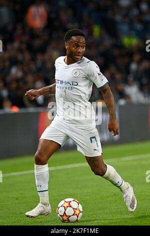 ©Julien Mattia / le Pictorium/MAXPPP - Julien Mattia / le Pictorium - 28/09/2021 - Francia / Ile-de-France / Parigi - Raheem Sterling lors du match de la 8e journee de Ligue des Champion opposant le Paris Saint-Germain et Manchester City, au Parc des Princes, le 28 Settembre 2021 / 28/09/2021 - Francia / Ile-de-France (regione) / Parigi - Raheem Sterling durante la partita del 8th° giorno della Champions League tra Parigi Saint-Germain e Manchester City, al Parc des Princes, 28 settembre 2021 Foto Stock