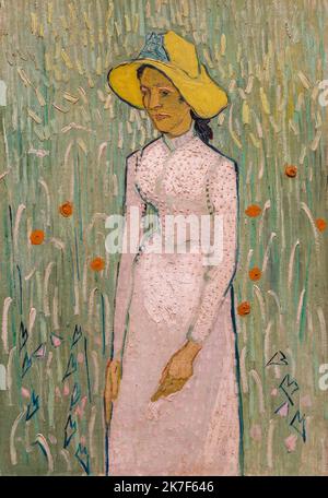 ©Active Museu/MAXPPP - ActiveMuseum 0001169.jpg / la fille en blanc - Vincent van Gogh (1890) 1890 - / Vincent van Gogh / Peinture Active Museum / le Pictorium Dress ,campo ,cappello ,natura ,papavero ,Postimpressionismo ,Bianco ,Donna ,giallo ,19th ° secolo ,Van Gogh ,Pittura , Foto Stock