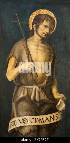 ©Active Museu/MAXPPP - ActiveMuseum 0001277.jpg / Saint Jean-Baptiste, 1495 - Bernardo Zenale 1495 - / Bernardo Zenale / Peinture Active Museum / le Pictorium Aureola (religione) ,Belt ,Cattolico (adj e sostantivo) ,Croce ,Oro ,Paracora ,religione ,sottile ,verticale ,San Giovanni ,XV secolo ,Bernardo Zenale ,Pittura Battista , Foto Stock