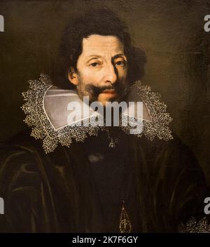 ©Active Museu/MAXPPP - ActiveMuseum 0001577.jpg / Portrait d'un Chevalier de l'ordre de Saint Michel, vers 1640 - Antoine ou Louis le Nain 1640 - / Louis le Nain / Peinture Active Museum / le Pictorium Beard ,Cavaliere ,Moustache ,Ordine ,Ritratto ,Ruff ,verticale ,Antoine le Nain ,17th ° secolo ,Louis le Nain ,Pittura , Foto Stock