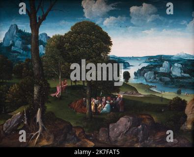 ©Active Museu/MAXPPP - ActiveMuseum 0003791.jpg / Paysage avec la predicazione de Saint Jean-Baptiste 1500 - / Joachim Patenier / Peinture Active Museum / le Pictorium Apostolo ,scena biblica ,canna ,religione cattolica ,cattolicesimo ,religione cristiana ,Cristianesimo (religione) ,discepolo ,discussione ,sera ,raduno paesaggio verde ,Gruppo orizzontale ,Paesaggio notturno ,religione ,Paesaggio ,Paesaggio ,Paesaggio ,Paesaggio religioso ,Paesaggio ,Paesaggio ,Paesaggio ,Paesaggio ,esterno ,Paesaggio ,Paesaggio ,Paesaggio Tema, Fiume, roccia (pietra), paesaggio di rotolamento (Rolling), Spears, albero, arma, San Giovanni Battista, 16th ° secolo, Joachim Patenier, Pittura, Foto Stock