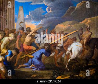 ©Active Museu/MAXPPP - ActiveMuseum 0005987.jpg / le portement de croix 1644 - / Lubin Baugin / Peinture Active Museum / le Pictorium che trasportano, cielo nuvoloso, folla, orizzontale, Horseman, Gesù di Nazareth, Duna di sabbia, Soldato, Israele, Gerusalemme, Medio Oriente, Gesù Cristo, 17th ° secolo, Lubin Baugin, Pittura, Foto Stock