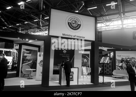 ©Michael Bunel / le Pictorium/MAXPPP - Stand du ministere de l'interieur du Qatar. Salone Milipol. 21 ottobre 2021. Villepinte. Francia. Foto Stock