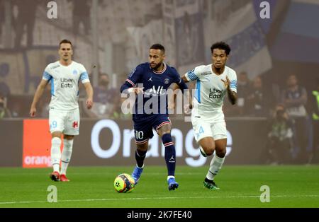 ©PHOTOPQR/LE PARISIEN/Fred Dugit ; Marseille ; ; Sports Orange Vélodrome (Marseille 13), le 24 octobre 2021 Olympique de Marseille-Paris Saint Germain 11e journée de ligue 1 Neymar French L1 Football match tra Olympique Marseille (OM) e Paris Saint-Germain (PSG) allo Stade Velodrome di Marsiglia, nel sud del 24 ottobre 2021. Foto Stock