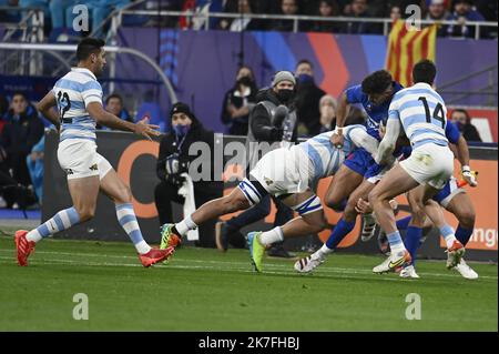 ©Julien Mattia / le Pictorium/MAXPPP - match Preparatoire de la Coupe d'Automne des Nations, les bleus du XV de France affrontent les Pumas d'argentine au Stade de France, le 6 novembre 2021. Foto Stock