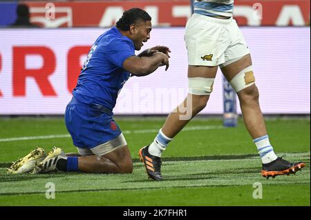 ©Julien Mattia / le Pictorium/MAXPPP - match Preparatoire de la Coupe d'Automne des Nations, les bleus du XV de France affrontent les Pumas d'argentine au Stade de France, le 6 novembre 2021. Foto Stock