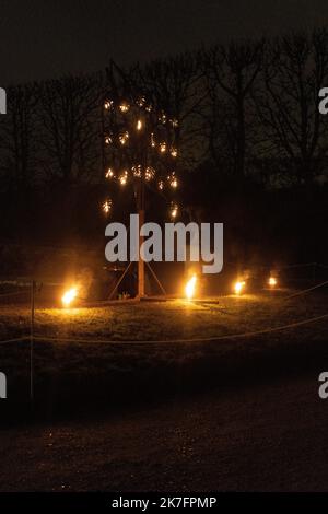 ©Maryne Djouri / le Pictorium/MAXPPP - Maryne Djouri / le Pictorium - 25/11/2021 - Francia / Ile-de-France / Ile-de-France - 'le jardin de feu'. Les eclairages de Noel dans le domaine National de Saint-Cloud dans les Hauts de Seine pour 'Lumiere en Seine'. / 25/11/2021 - Francia / Ile-de-France (regione) / Ile-de-France (regione) - 'il giardino del fuoco'. Luci di Natale nel dominio nazionale di Saint-Cloud negli Hauts de Seine per 'Lumiere en Seine'. Foto Stock