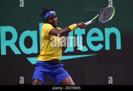 ©Laurent Lairys/MAXPPP - Elias Ymer di Svezia durante la finale trimestrale della Coppa Davis 2021, evento di tennis il 2 dicembre 2021 all'Arena di Madrid a Madrid, Spagna Foto Laurent Lairys/MAXPPP Foto Stock