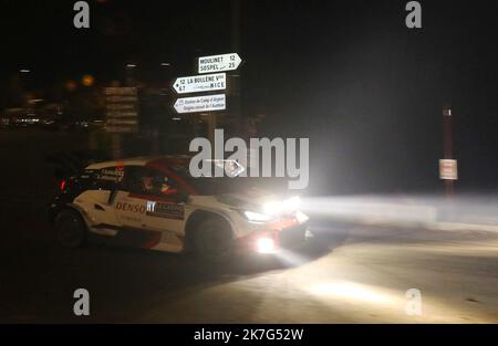 ©PHOTOPQR/NICE MATIN/Cyril Dodergny ; Turini ; 20/01/2022 ; col du Turini le 20/01/2022 - 90éme Rallye de Monte-Carlo - Ascensione du col du Turini pour la 2eme ES 90 TH RALLY MONTE CARLO Foto Stock