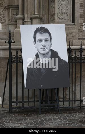 ©Sebastien Muylaert/MAXPPP - Illustration lors des obseques de l'acteur Gaspard Ulliel mort a 37 ans dans un incidente de ski, en l'eglise Saint Eustache. Parigi, 27.01.2022 - Parigi, Francia, 27th 2022 gennaio i funerali dell'attore francese Gaspard Ulliel, morto all'età di 37 anni dopo un incidente sciistico, sono celebrati nella chiesa di Sainte Eustache. Foto Stock