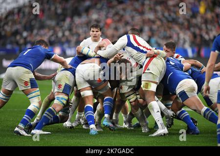 ©PHOTOPQR/VOIX DU NORD/PIERRE ROUANET ; 06/02/2022 ; Saint-Denis, le 06/02/2022. Rugby, Tournoi des Six Nations, incontro principale. XV de France (FFR) - Italie (squadra Azzurra, FIR Italia), au Stade de France (Parigi). FOTO PIERRE ROUANET LA VOIX DU NORD Foto Stock