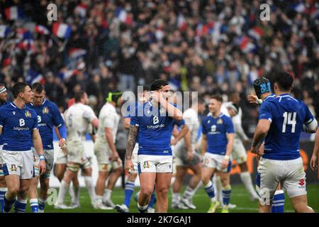 ©PHOTOPQR/VOIX DU NORD/PIERRE ROUANET ; 06/02/2022 ; Saint-Denis, le 06/02/2022. Rugby, Tournoi des Six Nations, incontro principale. XV de France (FFR) - Italie (squadra Azzurra, FIR Italia), au Stade de France (Parigi). FOTO PIERRE ROUANET LA VOIX DU NORD Foto Stock