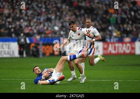 ©PHOTOPQR/VOIX DU NORD/PIERRE ROUANET ; 06/02/2022 ; Saint-Denis, le 06/02/2022. Rugby, Tournoi des Six Nations, incontro principale. XV de France (FFR) - Italie (squadra Azzurra, FIR Italia), au Stade de France (Parigi). FOTO PIERRE ROUANET LA VOIX DU NORD Foto Stock