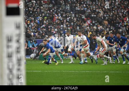 ©PHOTOPQR/VOIX DU NORD/PIERRE ROUANET ; 06/02/2022 ; Saint-Denis, le 06/02/2022. Rugby, Tournoi des Six Nations, incontro principale. XV de France (FFR) - Italie (squadra Azzurra, FIR Italia), au Stade de France (Parigi). FOTO PIERRE ROUANET LA VOIX DU NORD Foto Stock