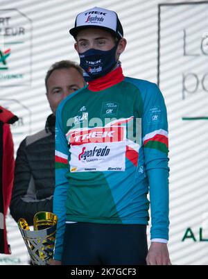 ©Laurent Lairys/MAXPPP - Mattias SKJELMOSE JENSEN di Trek - Segafredo durante il Tour de la Provence 2022, gara ciclistica fase 3, Manosque - Montagne de Lure (169,1 km) il 13 febbraio 2022 a Lure, Francia - Foto Laurent Lairys / Foto Stock