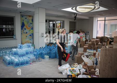©PHOTOPQR/LE PARISIEN/Philippe de Poulpiquet ; Kiev ; 01/03/2022 ; Kiev (Ucraina), le 01 Mars 2022. L'Hôpital Ohkmadet s'organize pour tenir une semaine, alors qu'une importante colonne de chars russes s'approche de la capitale ukrainienne. Ucraina 1 marzo 2022 Ospedale di Ohkmadet Foto Stock