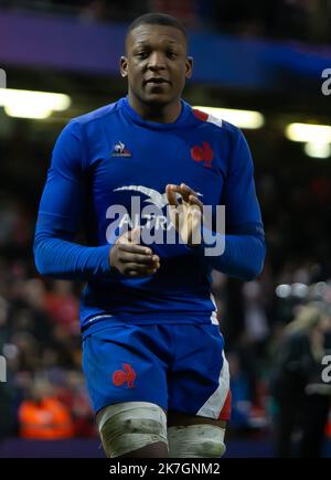 ©Laurent Lairys/MAXPPP - Cameron Woki di Francia durante la partita di rugby delle sei Nazioni 2022 tra Galles e Francia il 11 marzo 2022 al Principato Stadium di Cardiff, Galles - Foto Laurent Lairys / Foto Stock