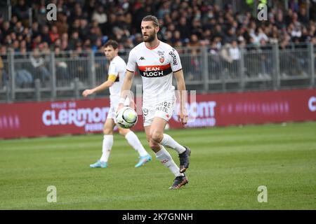 Thierry LARRET / MAXPPP. Calcio. Ligue 1 Uber mangia. Clermont Foot 63 vs Calcio Club Lorient. Stade Gabriel Montpied. Clermont-Ferrand (63) le 13 Mars 2022. Foto Stock