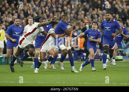 ©Sebastien Muylaert/MAXPPP - Parigi 19/03/2022 Cameron Woki di Francia durante l'incontro delle sei Nazioni della Guinness tra Francia e Irlanda allo Stade de France a Parigi, Francia. 19.03.2022 Foto Stock