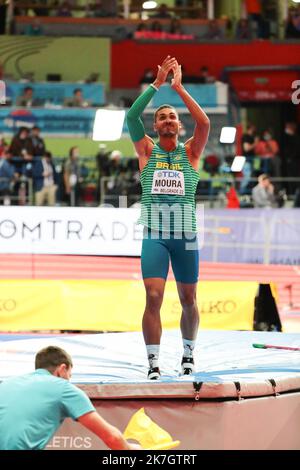 ©STADION-ACS/STADION ACES/MAXPPP - 20/03/2022 ; ; - ATHLETISME Dimanche 20 Mars 2022 Championnats du Monde Athletisme en salle Belgrado Thiago MOURA High Jump BELGRADO ATLETICA MONDO INDOOR Foto Stock