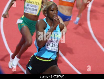 ©Laurent Lairys/MAXPPP - Shaunae MILLER-UIBO of Bahamas finale 400 M Donne durante i Campionati del mondo di Atletica Indoor 2022 il B19 2022 marzo presso la Stark Arena di Belgrado, Serbia - Foto Laurent Lairys / Foto Stock