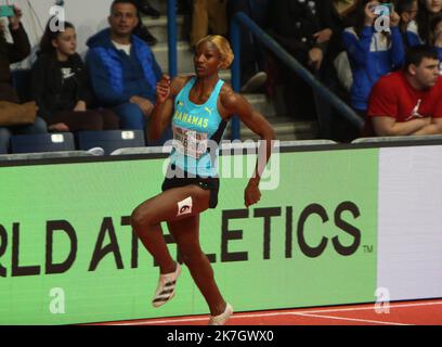 ©Laurent Lairys/MAXPPP - Shaunae MILLER-UIBO of Bahamas finale 400 M Donne durante i Campionati del mondo di Atletica Indoor 2022 il B19 2022 marzo presso la Stark Arena di Belgrado, Serbia - Foto Laurent Lairys / Foto Stock