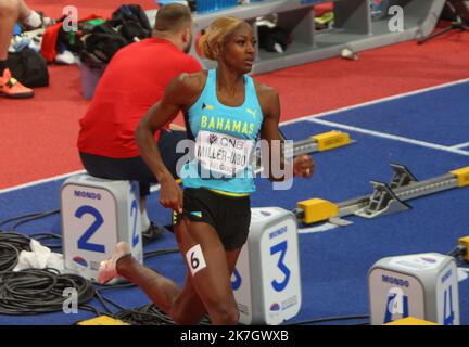 ©Laurent Lairys/MAXPPP - Shaunae MILLER-UIBO of Bahamas finale 400 M Donne durante i Campionati del mondo di Atletica Indoor 2022 il B19 2022 marzo presso la Stark Arena di Belgrado, Serbia - Foto Laurent Lairys / Foto Stock