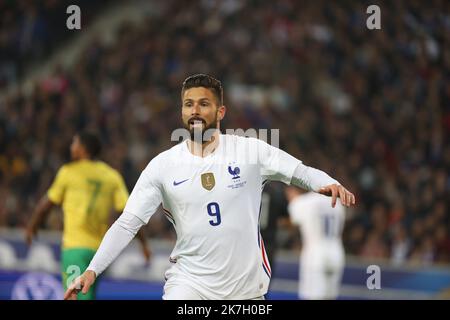 ©PHOTOPQR/LE PARISIEN/LP / ARNAUD JOURNOIS ; VILLENEUVE D'ASCQ ; 29/03/2022 ; FOOTBALL , 29/03/2022 , STADE PIERRE MAUROY DE VILLENEUVE D'ASCQ / FRANCIA - AFRIQUE DU SUD / Olivier Giroud - amichevole partita di calcio Francia vs Sud Africa. Foto Stock