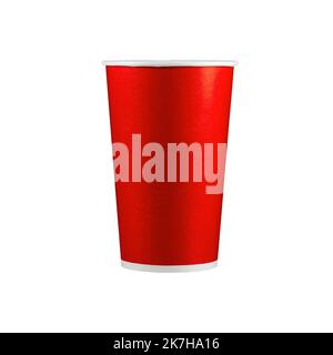 caffè da bere mockup tazza. Tazza monouso isolata su sfondo bianco. Tazza da asporto in carta colorata. Foto Stock