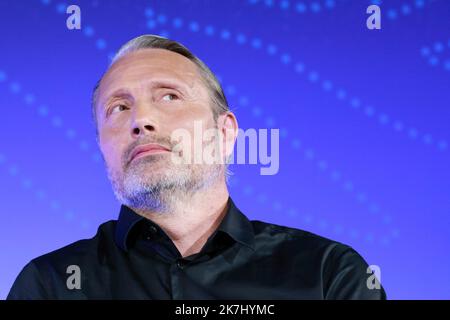 ©PHOTOPQR/NICE MATIN/Patrice Lapoirie ; Cannes ; 26/05/2022 ; maads mikkelsen masterclass - Festival internazionale del cinema di Cannes il 26th 2022 maggio Foto Stock