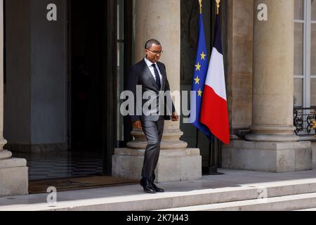 ©Thomas Padilla/MAXPPP - 01/06/2022 ; Parigi, Francia ; SORTIE DU CONGRÈS au PALAIS DE l'ELYSEE. PAP NDIAYE, MINISTRE DE L' EDUCATION NATIONALE ET DE LA JEUNESSE. - Parigi, Francia, 1st 20222 giugno riunione settimanale del gabinetto Foto Stock