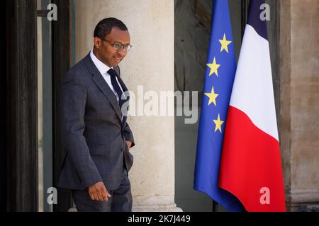 ©Thomas Padilla/MAXPPP - 01/06/2022 ; Parigi, Francia ; SORTIE DU CONGRÈS au PALAIS DE l'ELYSEE. PAP NDIAYE, MINISTRE DE L' EDUCATION NATIONALE ET DE LA JEUNESSE. - Parigi, Francia, 1st 20222 giugno riunione settimanale del gabinetto Foto Stock