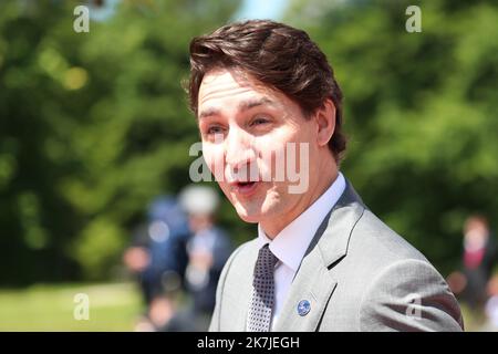 ©Pierre Teyssot/MAXPPP ; G7 Summit Germania 2022 . Elmau, KrÃ¼n, Germania il 26 giugno 2022. Justin Trudeau primo Ministro del Canada Â© Pierre Teyssot / Maxppp Foto Stock