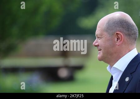 ©Pierre Teyssot/MAXPPP ; G7 Summit Germania 2022 . Elmau, KrÃ¼n, Germania il 26 giugno 2022. Cancelliere tedesco OLAF Scholz . Â Pierre Teyssot / Maxppp Foto Stock