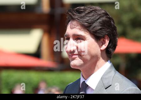 ©Pierre Teyssot/MAXPPP ; G7 Summit Germania 2022 . Elmau, KrÃ¼n, Germania il 26 giugno 2022. Justin Trudeau primo Ministro del Canada. Â Pierre Teyssot / Maxppp Foto Stock