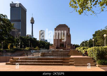 La Cascade Walkway of the Centenary Extension al Memoriale ANZAC di Hyde Park a Sydney, Australia Foto Stock