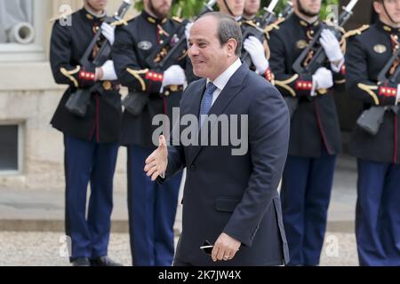 ©Sebastien Muylaert/MAXPPP - Parigi 22/07/2022 il presidente egiziano Abdel Fattah al-Sisi incontra il presidente francese al Palazzo Elysee di Parigi. 22.07.2022 Foto Stock