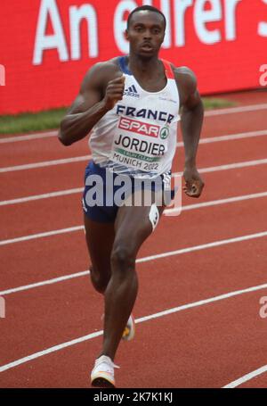 ©Laurent Lairys/MAXPPP - Thomas Jordier di Francia 400m uomini durante i Campionati europei di Atletica 2022 il 15 agosto 2022 a Monaco di Baviera, Germania - Foto Laurent Lairys / MAXPPP Foto Stock