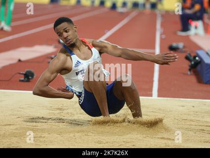 ©Laurent Lairys/MAXPPP - Enzo Hodebar of France finale Triplo Jump maschile durante i Campionati europei di Atletica 2022 il 17 agosto 2022 a Monaco di Baviera, Germania - Foto Laurent Lairys / ABACAPRESS.COM Foto Stock