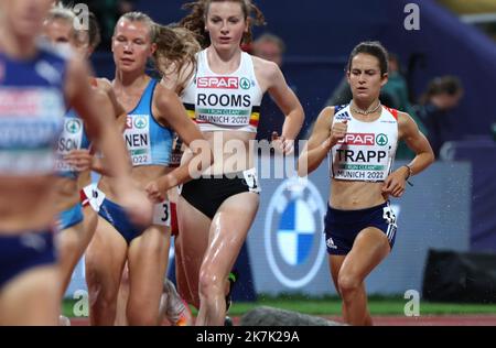 ©PHOTOPQR/l'ALSACE/Jean-Marc LOOS ; Monaco di Baviera ; 18/08/2022 ; Manon Trapp (fra) sur 5000m Lors des championnats d'Europe d'athlétisme à Monaco di Baviera le 18 août 2022. Campionati europei di atletica allo Stadio Olimpico di Monaco, Germania meridionale, il 18 agosto 2022. Foto Stock