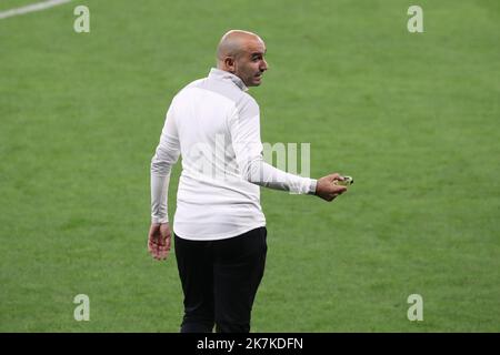 ©Manuel Blondeau/AOP Press/MAXPPP - 22/09/2022 Barcellona Hoalid Regragui capo allenatore del Marocco durante la sessione di allenamento in vista della partita di calcio amichevole della FIFA International tra Marocco e Cile allo stadio RCDE il 22 settembre 2022 a Barcellona, Spagna. Foto Stock