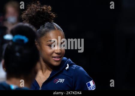 Mylene DeRoche/IP3 - Melanie De Jesus Dos Santos in Francia alla giornata di formazione gratuita del torneo internazionale di ginnastica francese del 23rd presso l'Accor Arena. A Parigi, in Francia, il 23 settembre 2022. Foto Stock