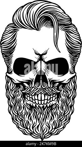 Hippster Skull Head Tattoo Silhouette illustrazioni vettoriali per il tuo lavoro Logo, mascotte merchandise t-shirt, adesivi e disegni di etichette, poster Illustrazione Vettoriale