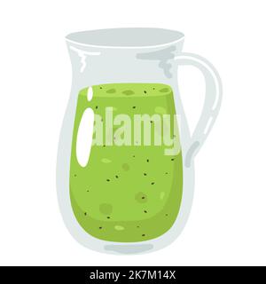 Set colorato di frullati. Superoods e salute o disintossicazione dieta alimentare concetto in stile schizzo. Illustrazione Vettoriale