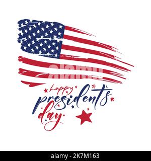 tipografia creativa dello stato dell'america del presidente del giorno con la bandiera dell'america. Illustrazione Vettoriale