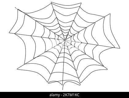 Una linea continua di Spider web. Concetto di vettore di illustrazione a linea sottile. Disegno di contorno idee creative. Illustrazione Vettoriale