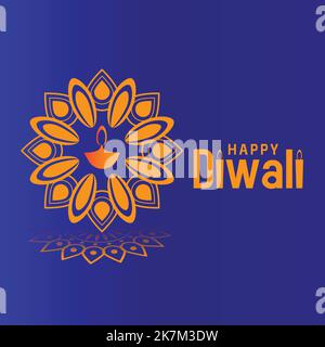 diwali festival con lampada realistica, fuoco flame.with attraente background.happy diwali illustrazione per felice diwali concetto, saluto post Illustrazione Vettoriale