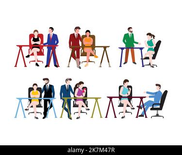 concetto di donna d'affari in luoghi di lavoro diversi, la raccolta di vettore diversità business donna boss mossa. Illustrazione Vettoriale