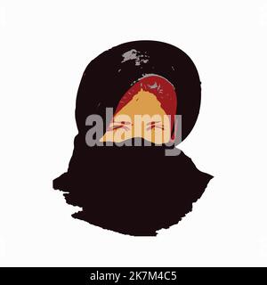 illustrazione di ragazza musulmana che indossa il niqab pakistano tradizionale Illustrazione Vettoriale